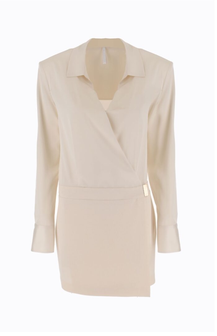 Mini Vestido Monocolor com Gola - Image 4